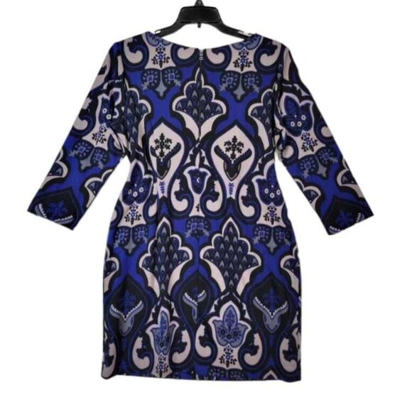 Just Taylor Women’s Size 4 Multicolored Paisley Dress Long Sleeves Stretch Back - Picture 1 of 4